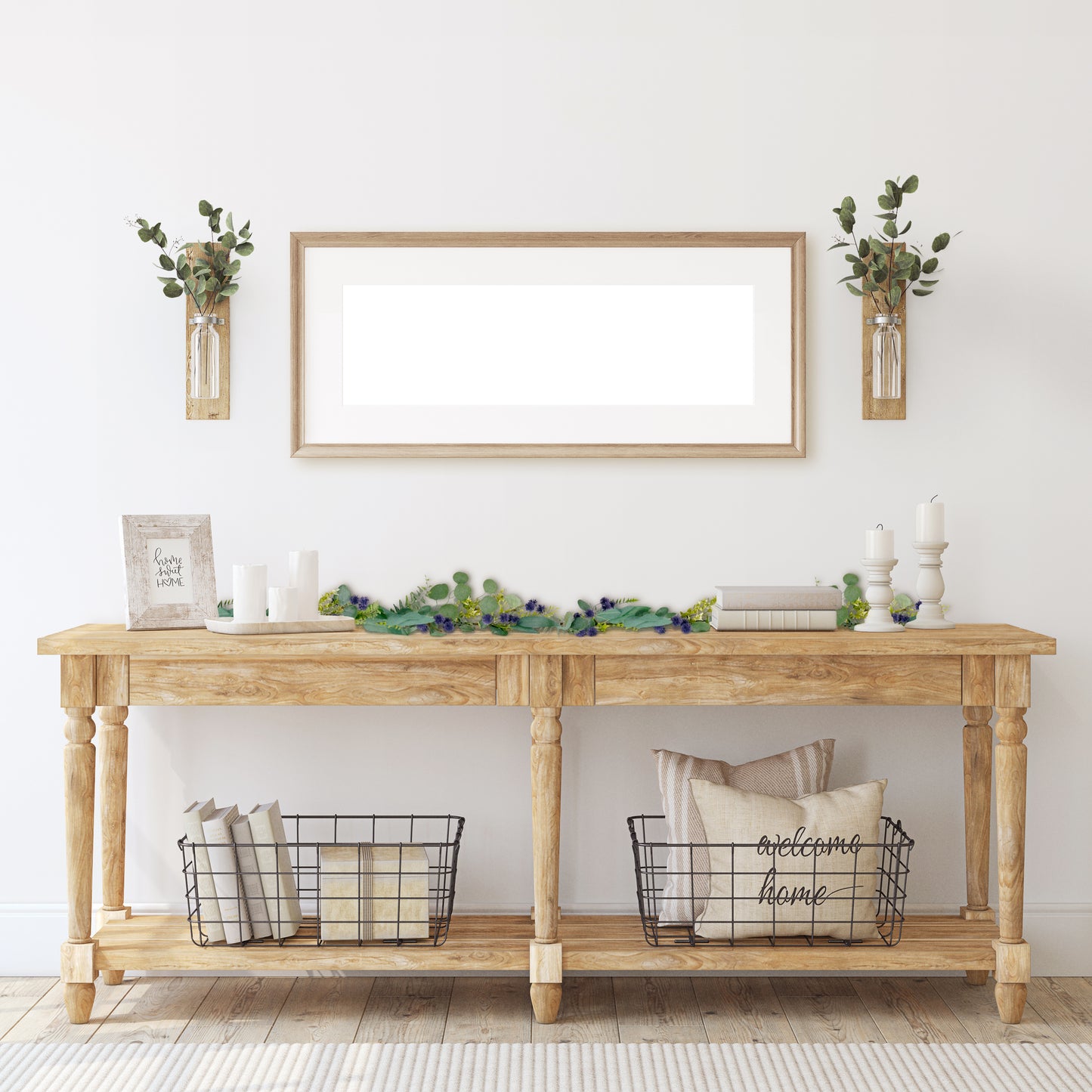 Puleo International 60" Artificial Eucalyptus Spring Garland, Green/Purple