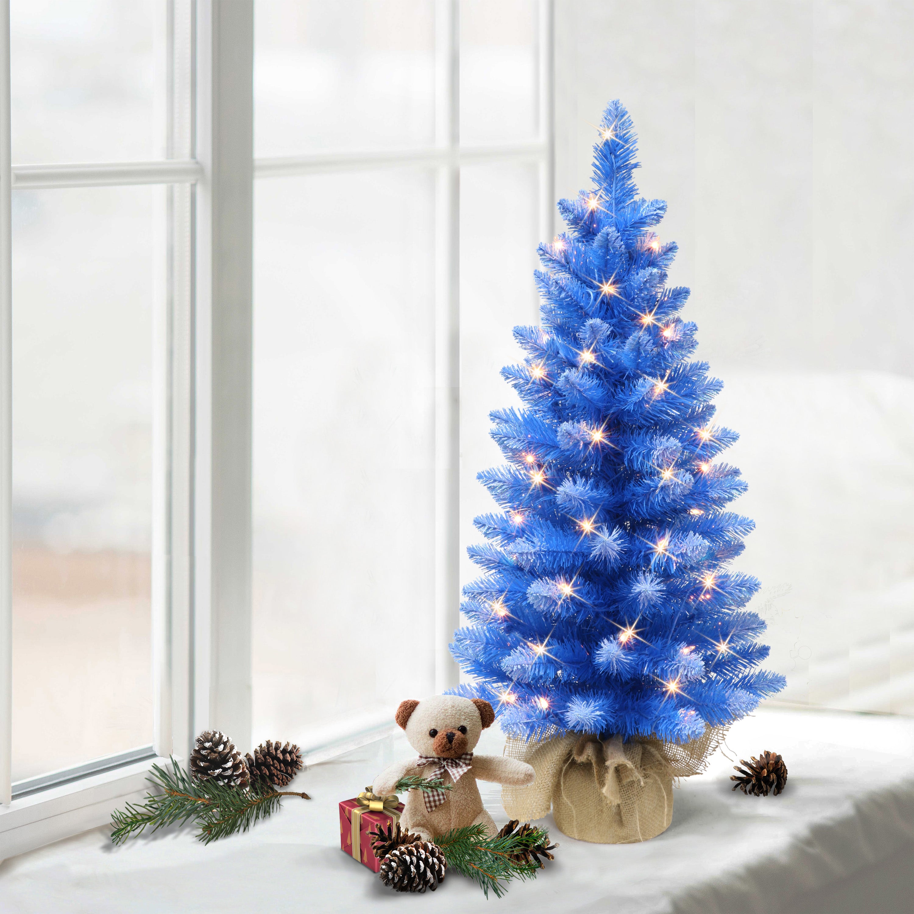 ブルーツリー 3 ft Pre-lit Fashion Blue Artificial Christmas Tree with 50 UL