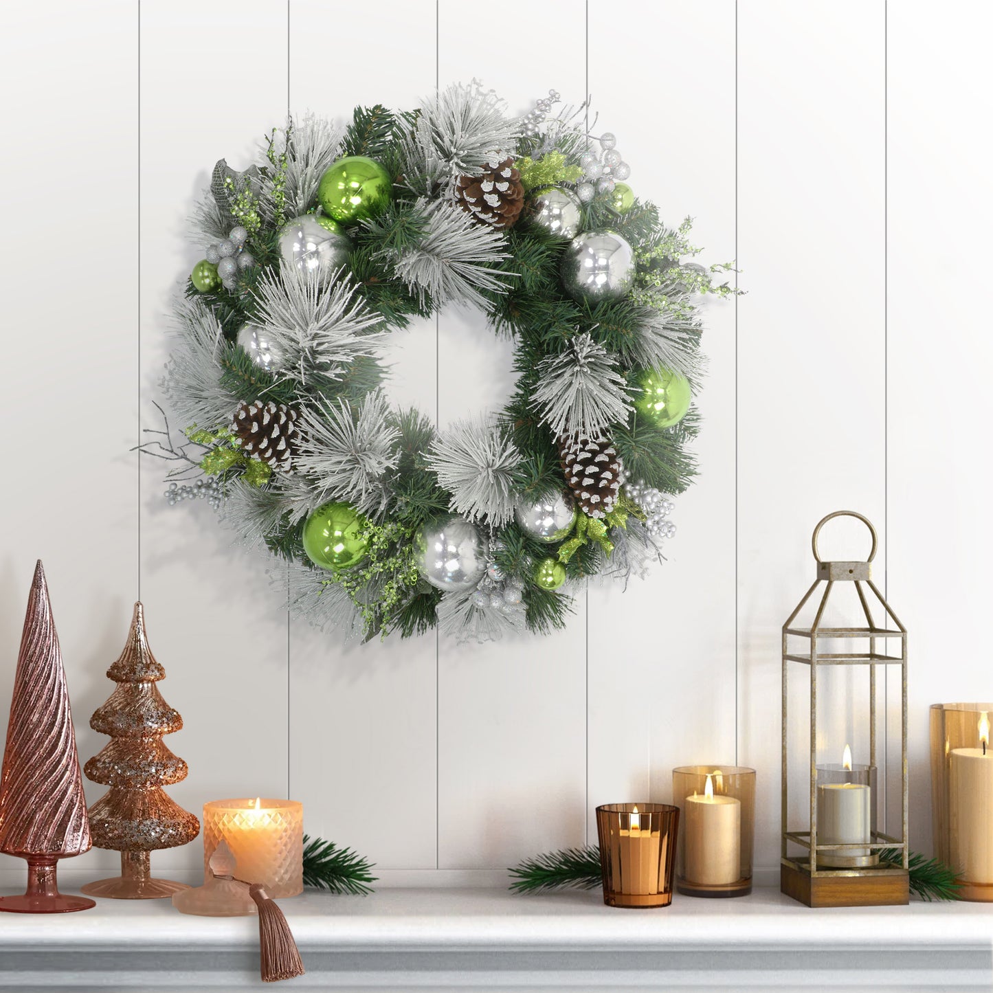 24" Decorated Aritficial Wreath - Flocked