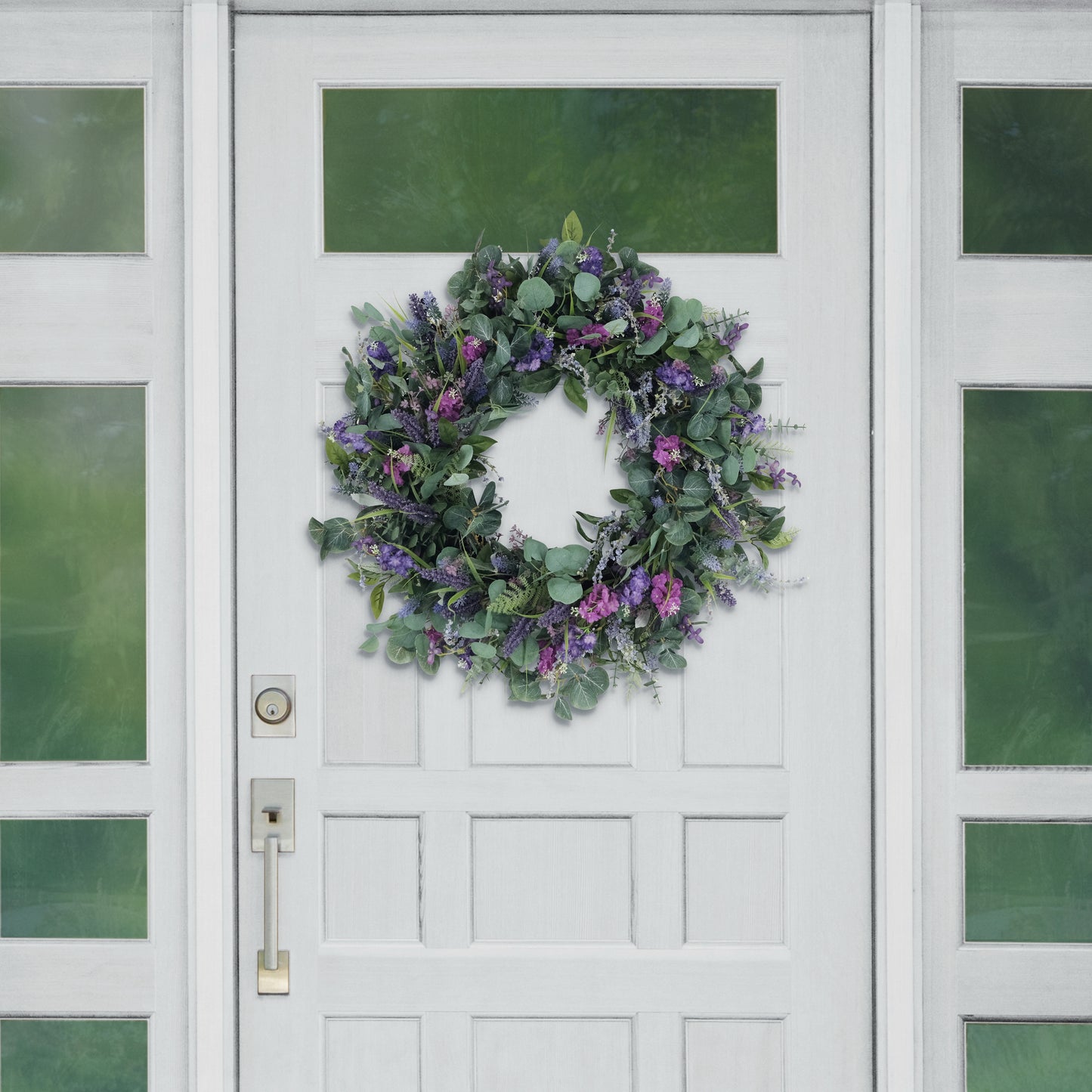 Puleo International 30" Artificial Lavender And Eucalyptus Floral Spring Wreath