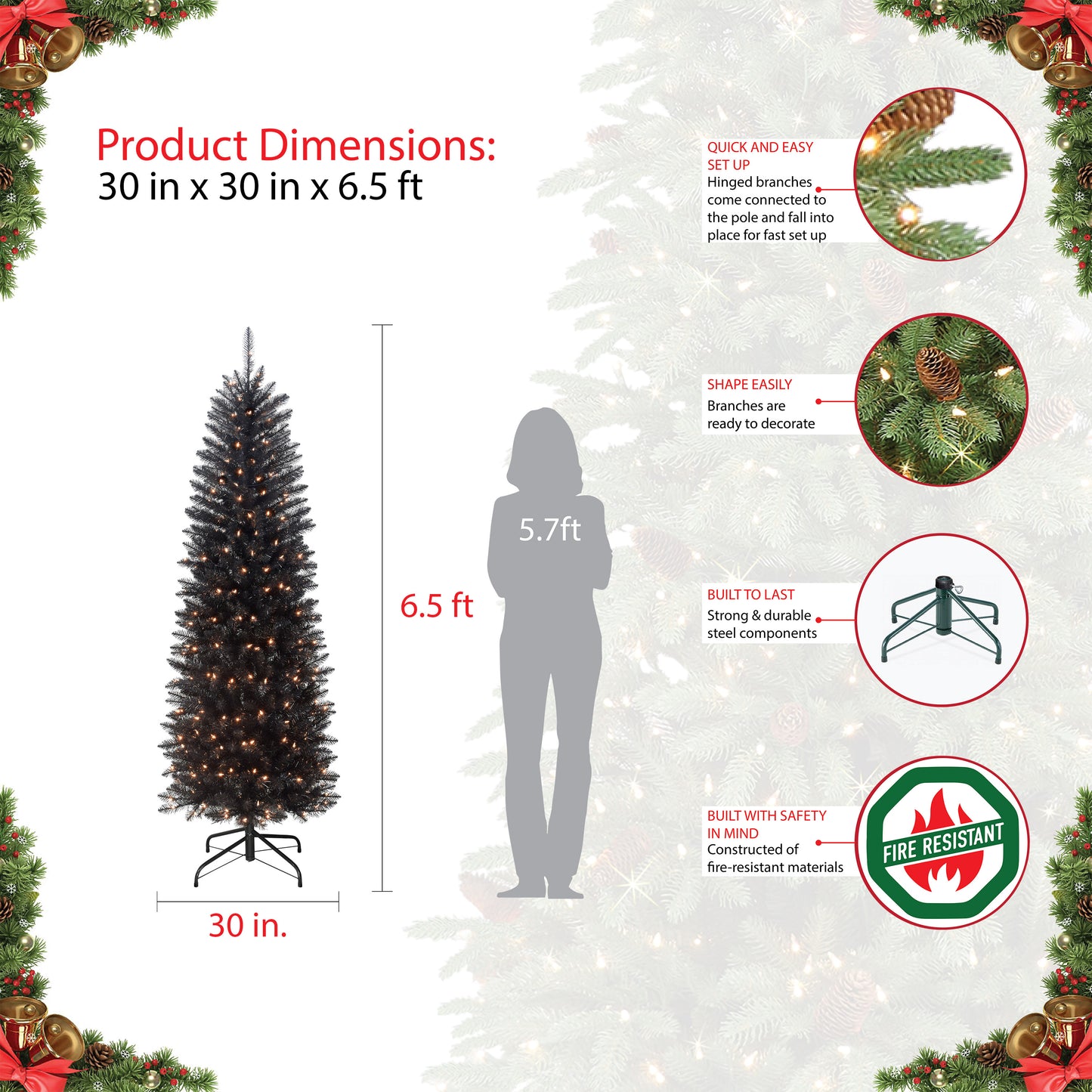 7.5 / Clear Incandescent / Black
