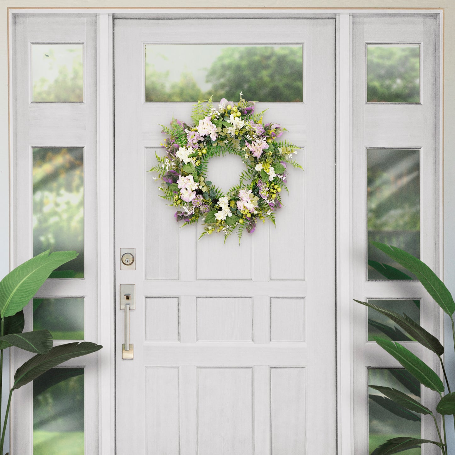 Puleo International 30" Artificial Hydrangea Floral Spring Door Wreath