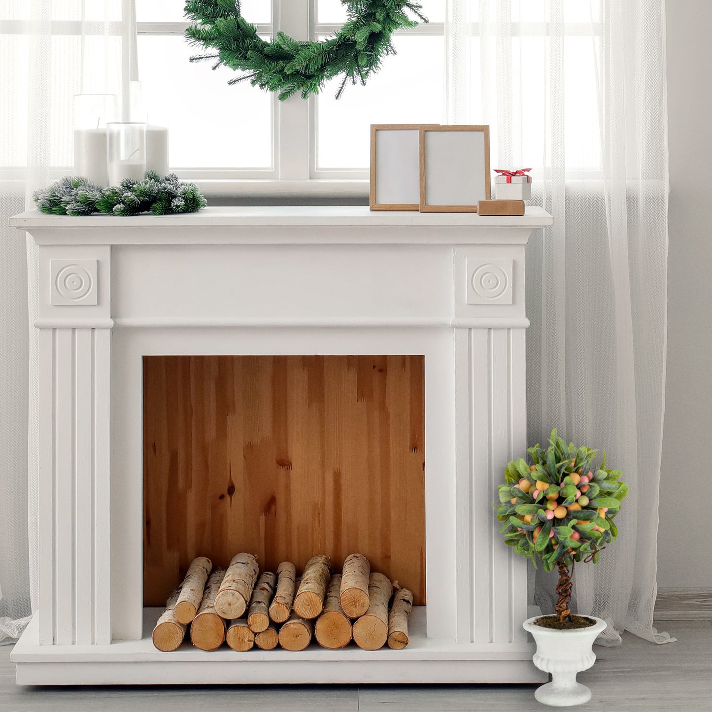 Puleo International 14" Artificial Mini Spring Mistletoe Tree with Berries in Potted Pulp