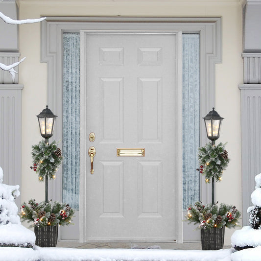 4 ft Pre-Lit Artificial Pine Lamp Post