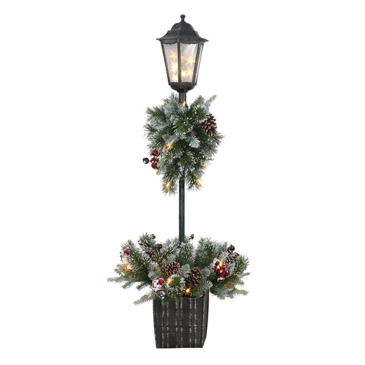 4 ft Pre-Lit Artificial Pine Lamp Post