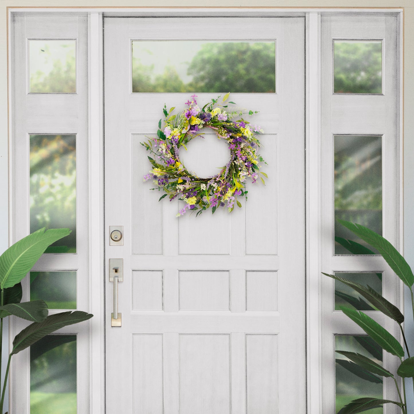 Puleo International 24" Artificial Lavender Floral Spring Door Wreath