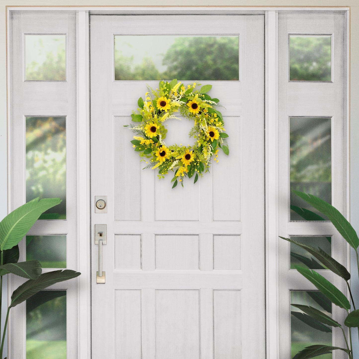 Puleo International 30" Artificial Sunflower Floral Spring Door Wreath