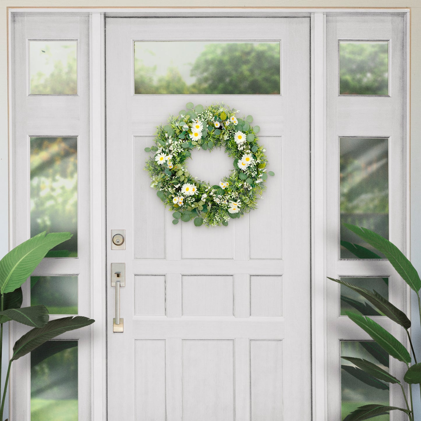 Puleo International 30" Artificial Daisy Floral Spring Door Wreath