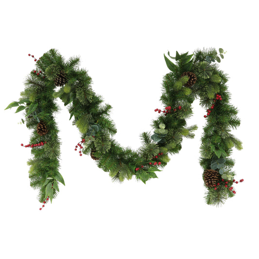 9' x 10" Decorated Christmas Garland with 180 Tips, Green