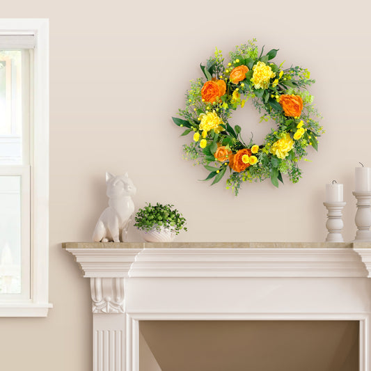 24" Artificial Peony Floral Spring Wreath