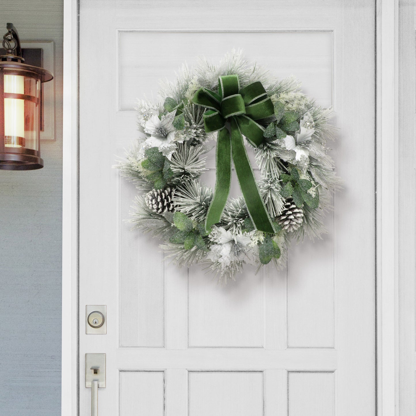 24 in. Adorned Flocked White Wreath