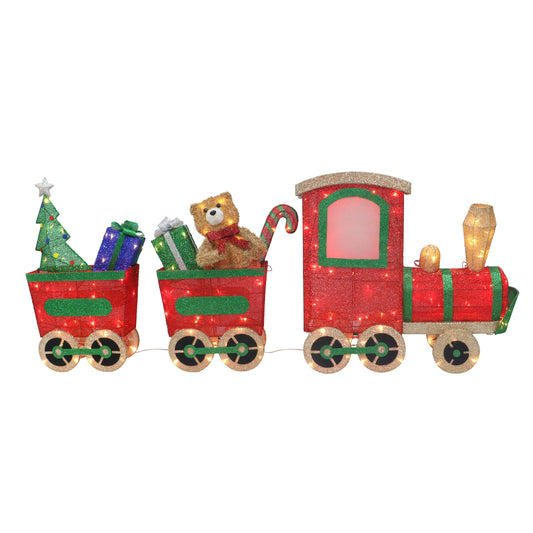 Lighted Outdoor Wire Frame Train with Presents
