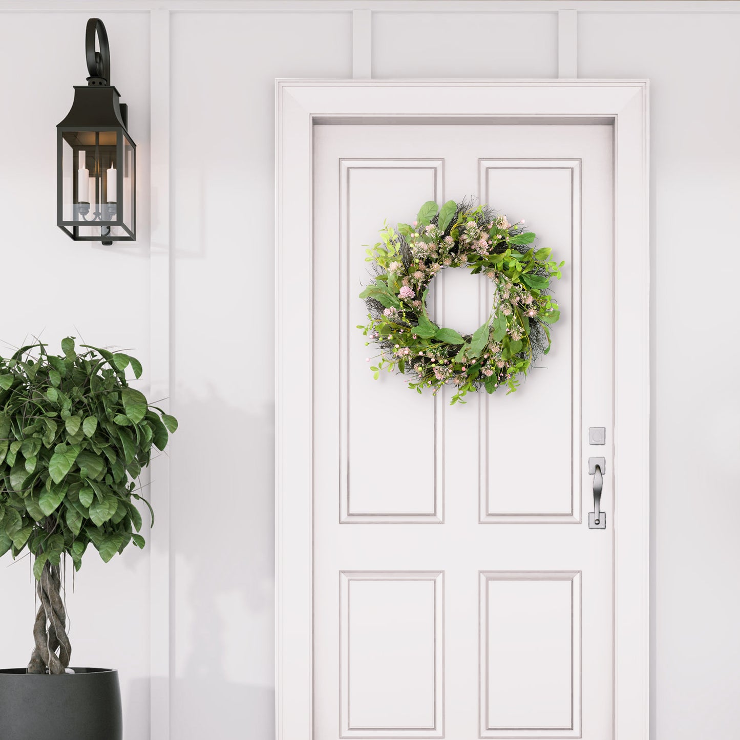 24" Artificial Echinops Floral Spring Wreath