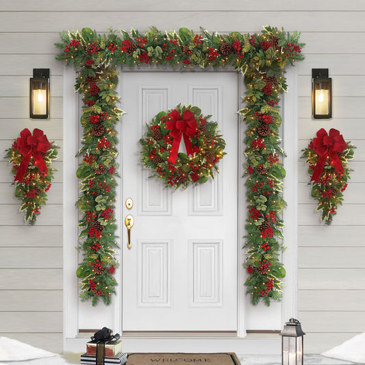 6' x 10" Battery-Operated Pre-Lit Decorated Artificial Garland