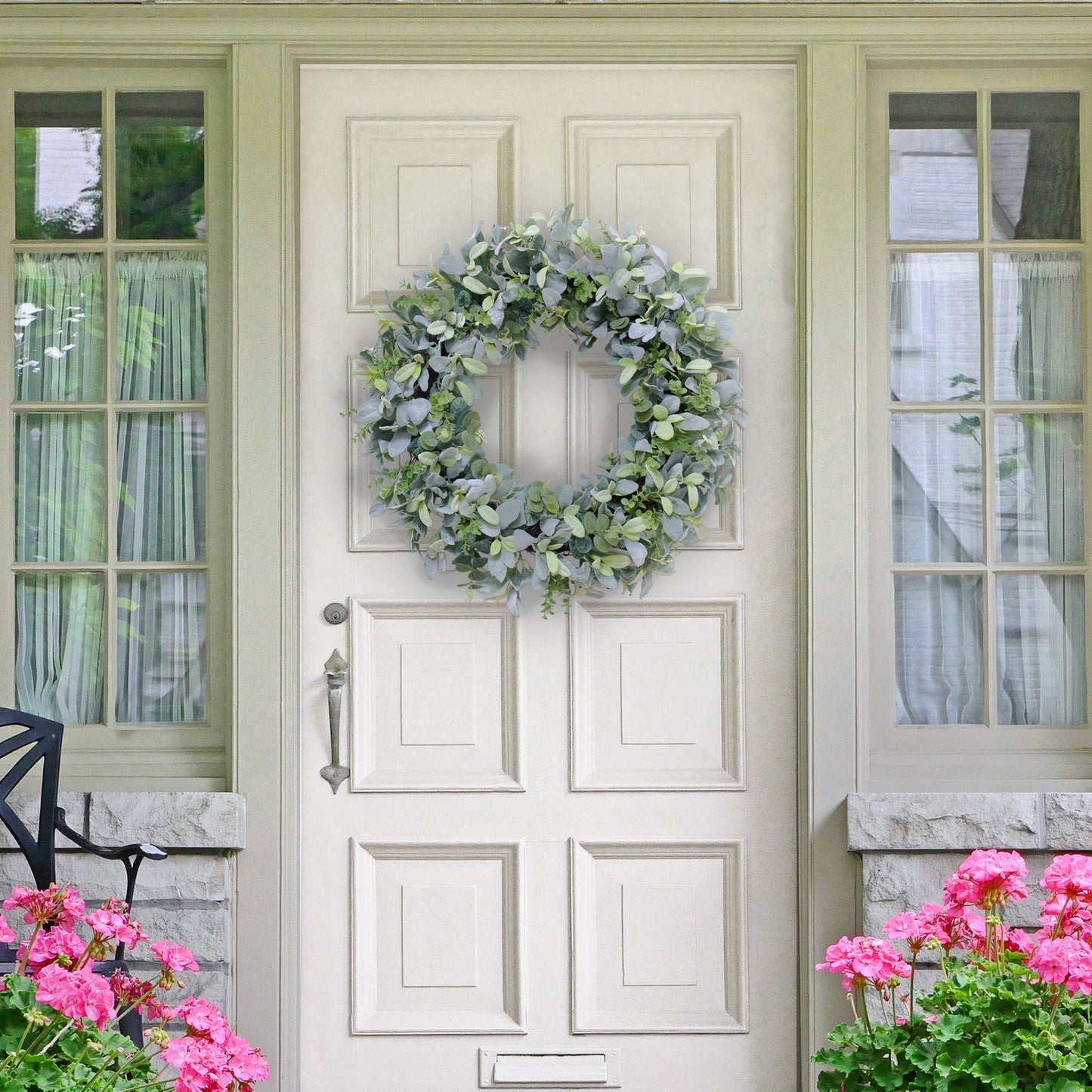 Puleo International 28" Artificial Lambs Ear Wreath