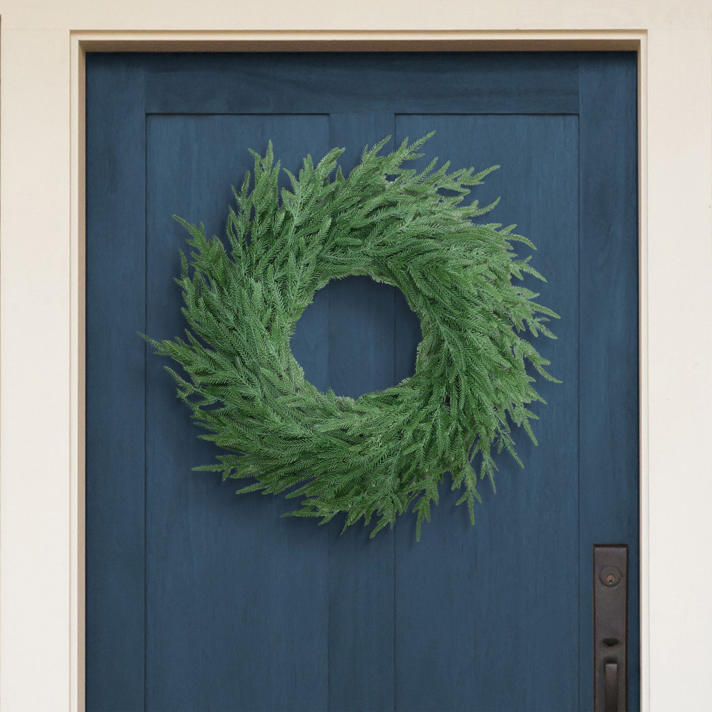 24" Norfolk Pine PE Wreath, 61 Branch Tips