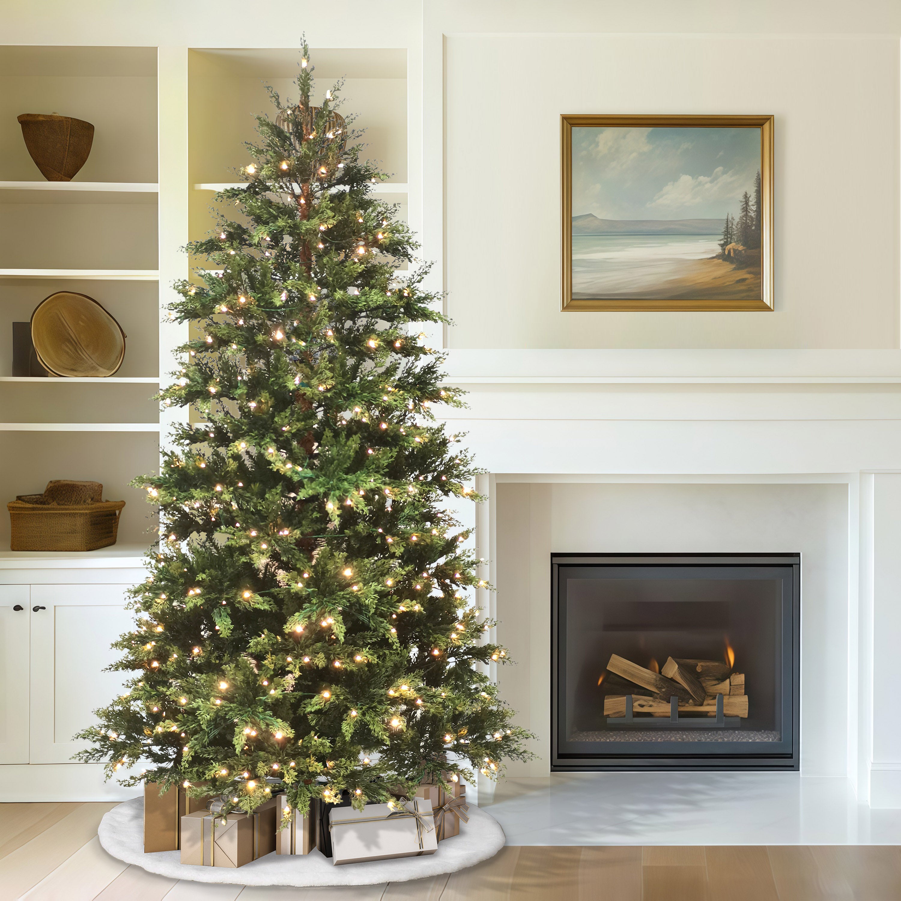 【parisさま】vintage tree ❀ 燻ゴールドの ツリー 28 cm 7.5' Pre-Lit Classic Cedar Artificial Christmas Tree with 1328