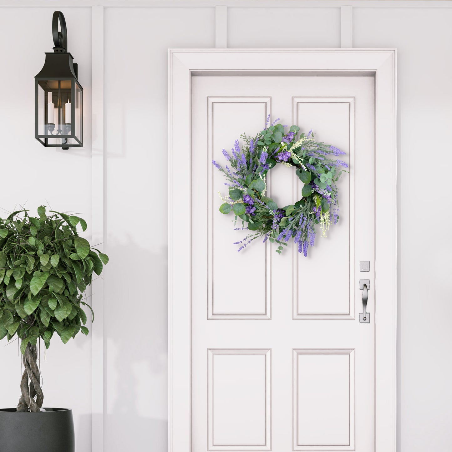 24" Artificial Lavender & Eucalyptus Floral Spring Wreath