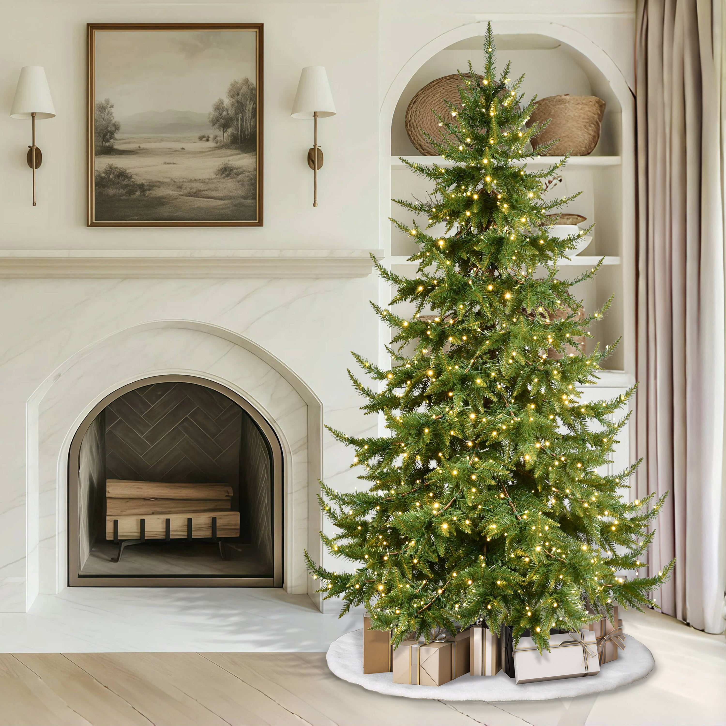 7.5 ft Pre-Lit Classic Spruce Tree | Puleo Christmas Trees – puleointl