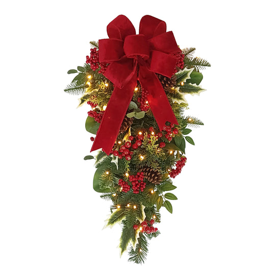 28" Battery-Operated Pre-Lit Decorated Artificial Swag