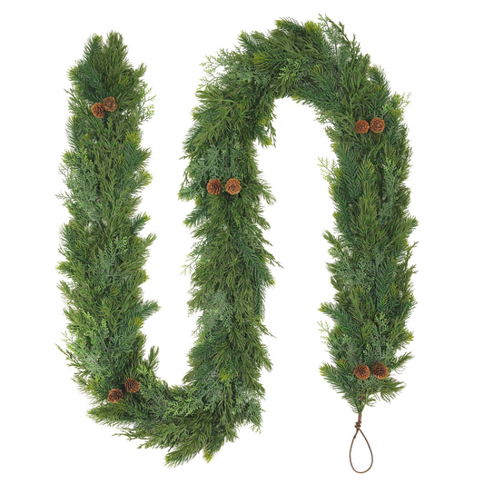 9ft x 10" PE Garland With Pinecones, 182 Branch Tips