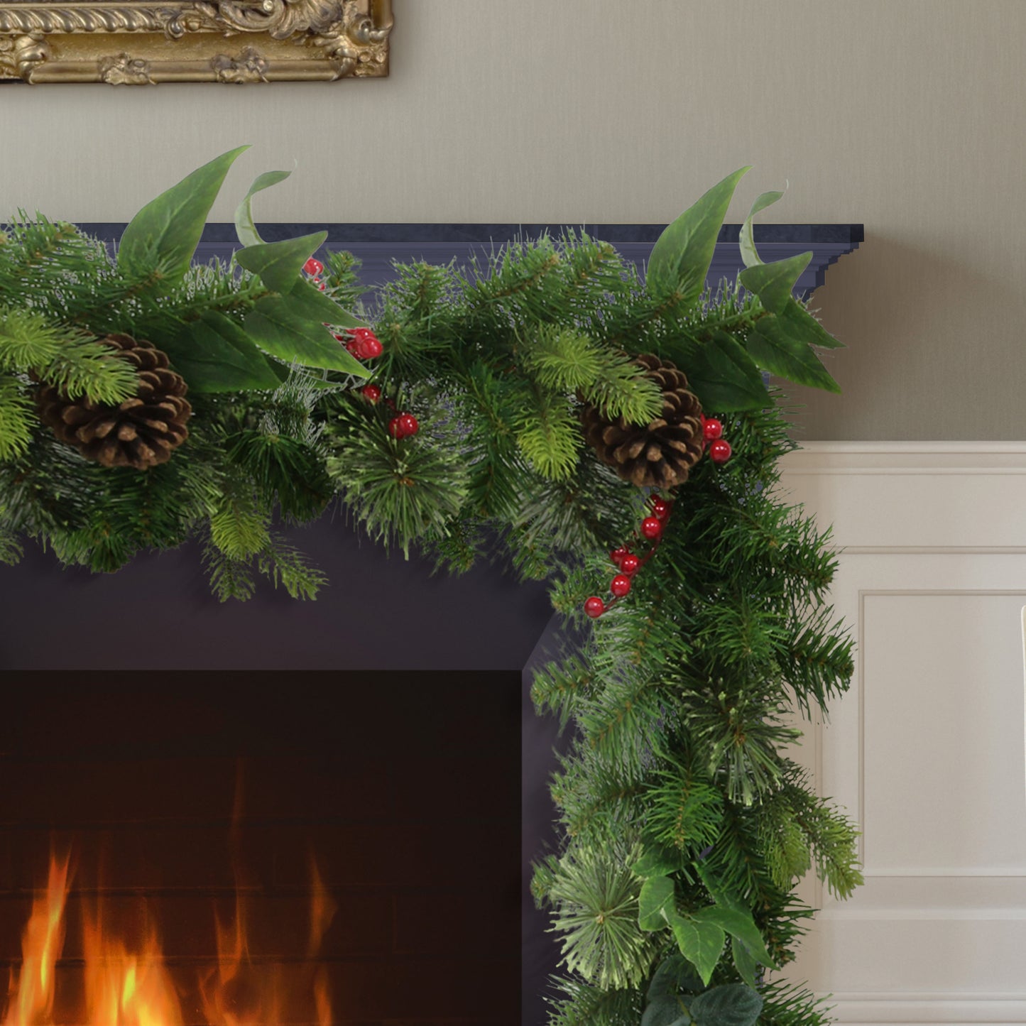 9' x 10" Decorated Christmas Garland with 180 Tips, Green