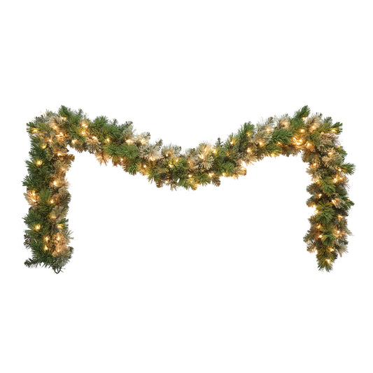 9ft x 10" Pre-lit Oklahoma Pine Garland, 160 Branch Tips, 100 UL Clear Lights
