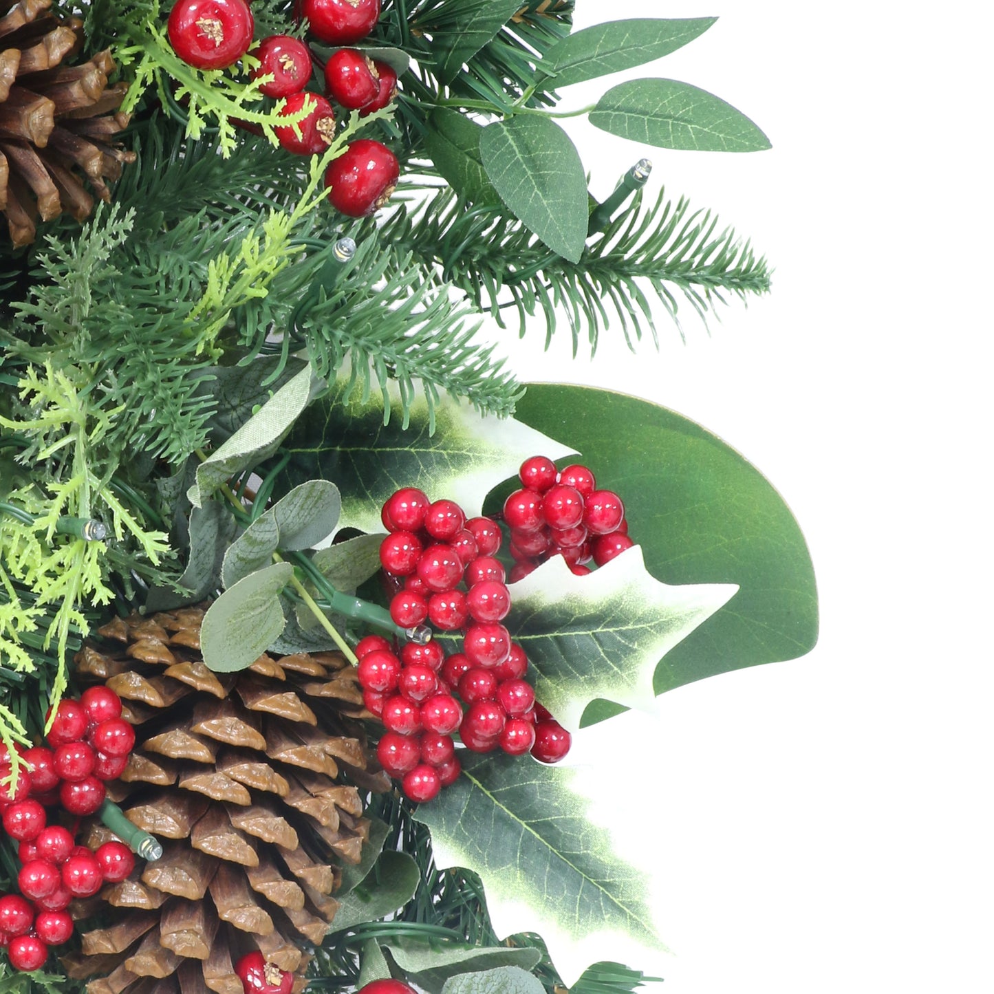 26" Battery-Operated Pre-Lit Decorated Artificial Wreath