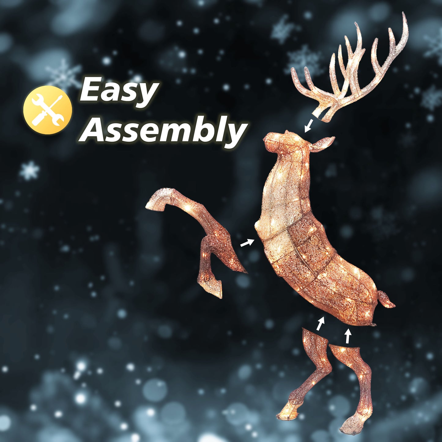 48 in Lighted Elk 90 UL Listed Warm White LED Lights w/ Random Twinkling