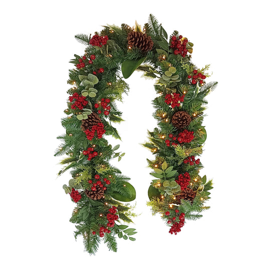 6' x 10" Battery-Operated Pre-Lit Decorated Artificial Garland