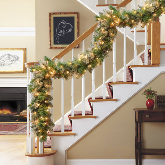 9ft x 10" Pre-lit Oklahoma Pine Garland, 160 Branch Tips, 100 UL Clear Lights
