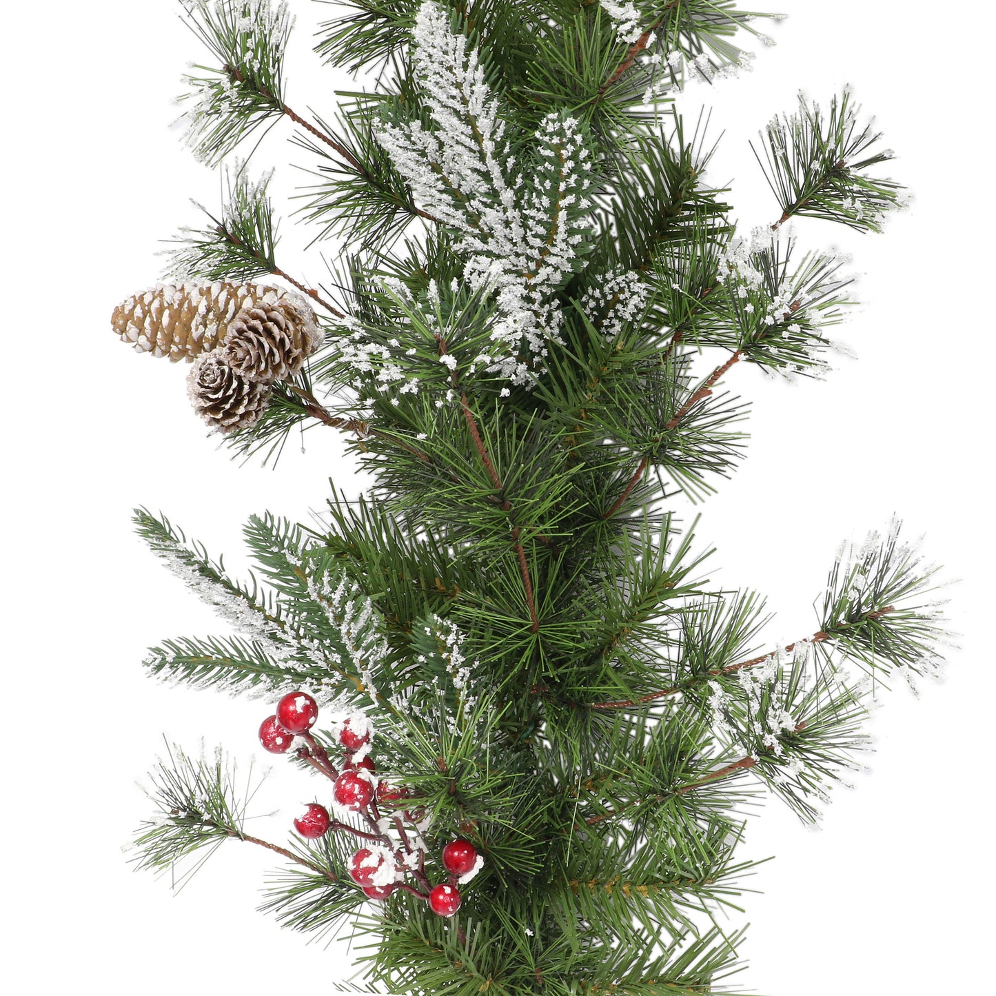 6' PE/PVC Decorated Swag, 202 Tips, 100 UL Clear Lights, Pine Cones & Berries