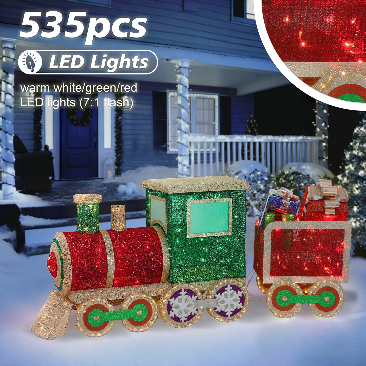 68" Pre-Lit Outdoor Wire Frame Train