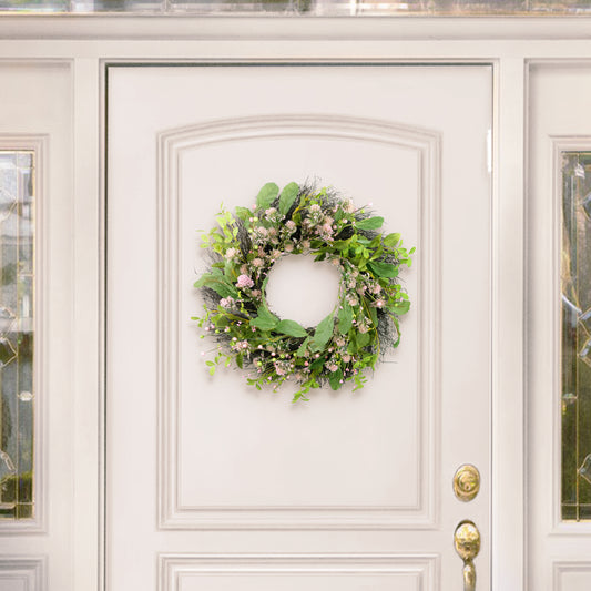 24" Artificial Echinops Floral Spring Wreath