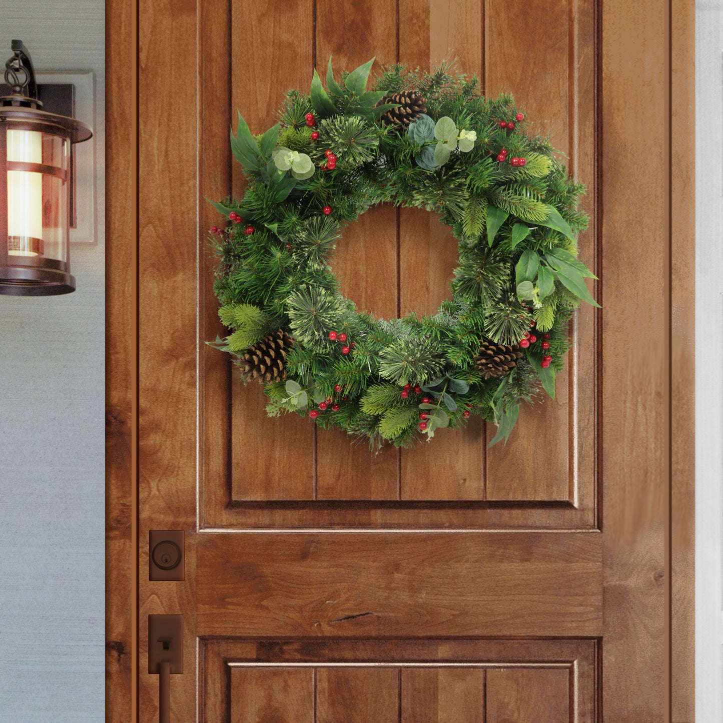 24" Decorated Christmas Wreath with 120 Tips, Green