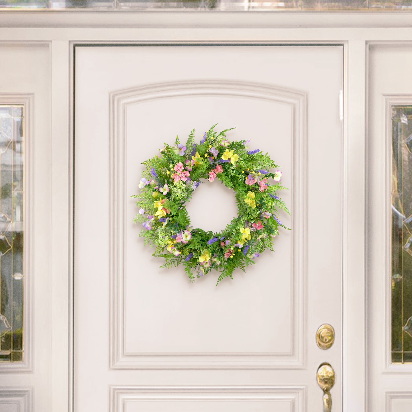 30" Artificial Dogwood & Lavender Floral Spring Wreath