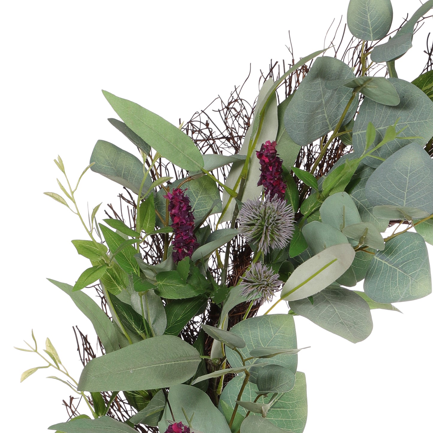 24" Artificial Lavender Floral Spring Wreath With Green Leaves