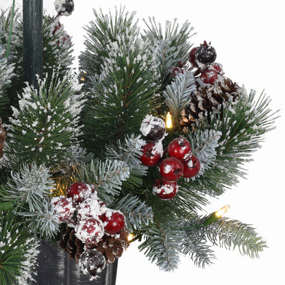 4 ft Pre-Lit Artificial Pine Lamp Post