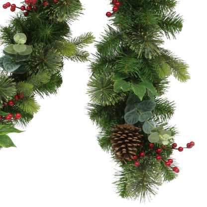 9' x 10" Decorated Christmas Garland with 180 Tips, Green