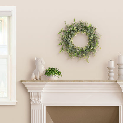 24" Artificial Eucalyptus Spring Wreath With Green Leaves