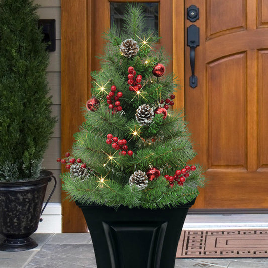Set of 2 30" Pre-Lit Urn Filler with Battery-Operated Timer - Mix