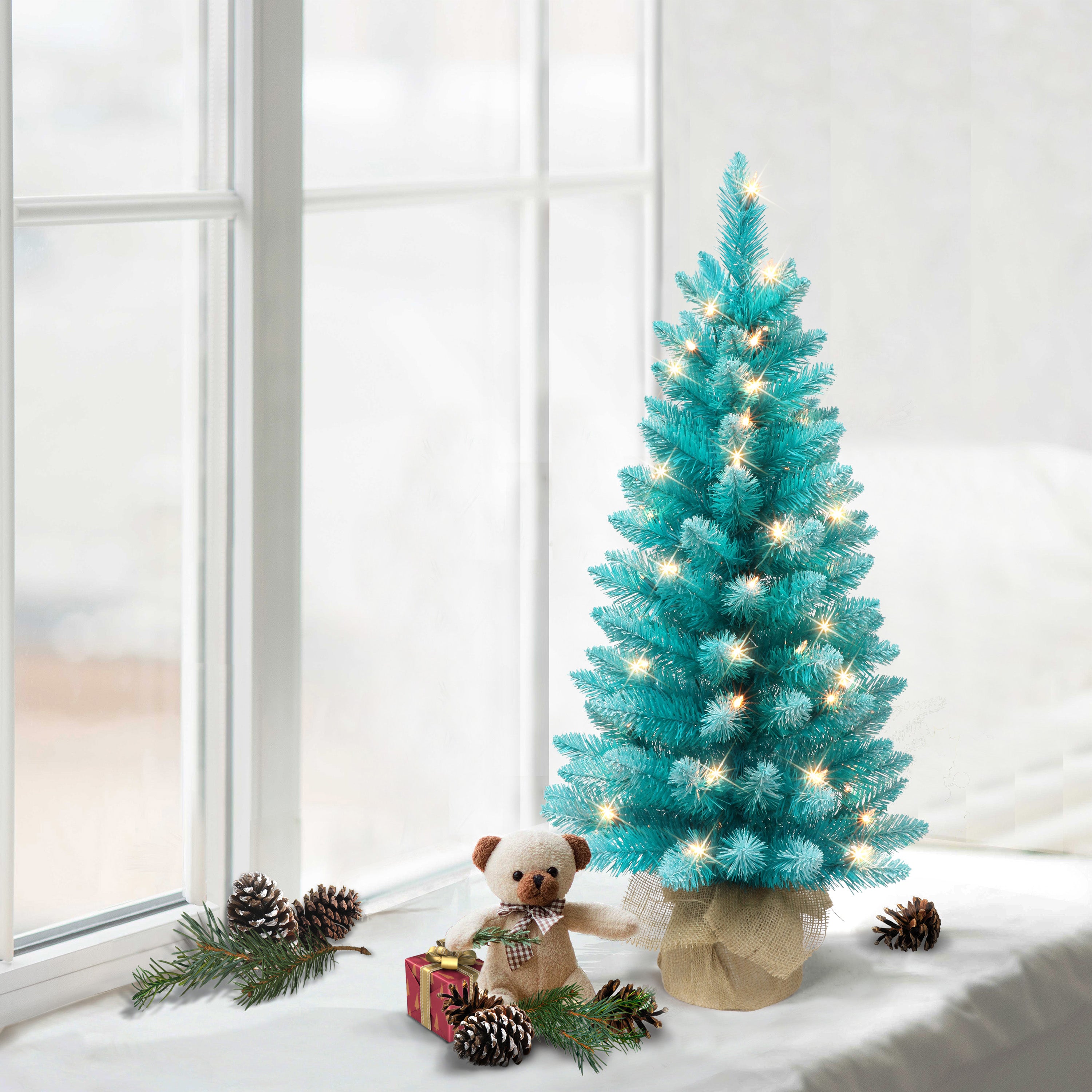 3 ft Pre-Lit Teal Tree | Puleo Christmas Trees – puleointl