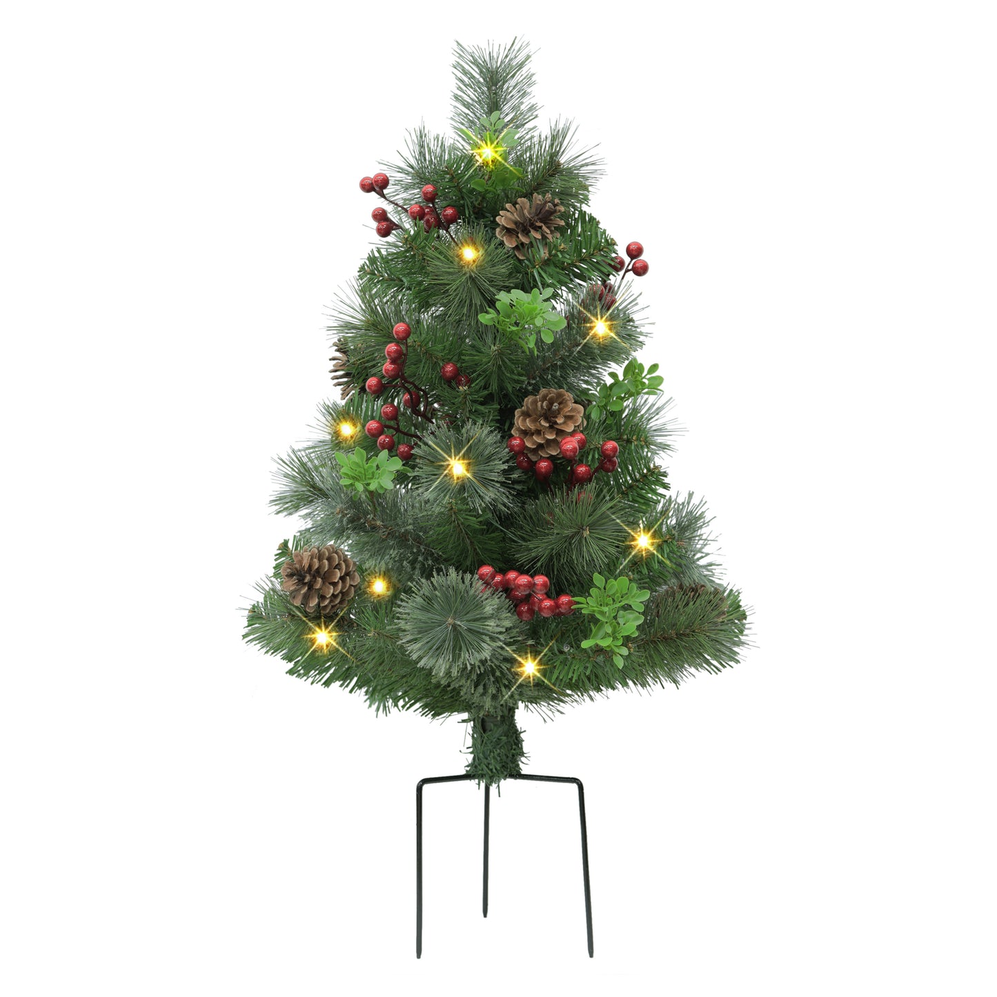 Set of 2 30" Pre-Lit Urn Filler with Battery-Operated Timer - Pine cone