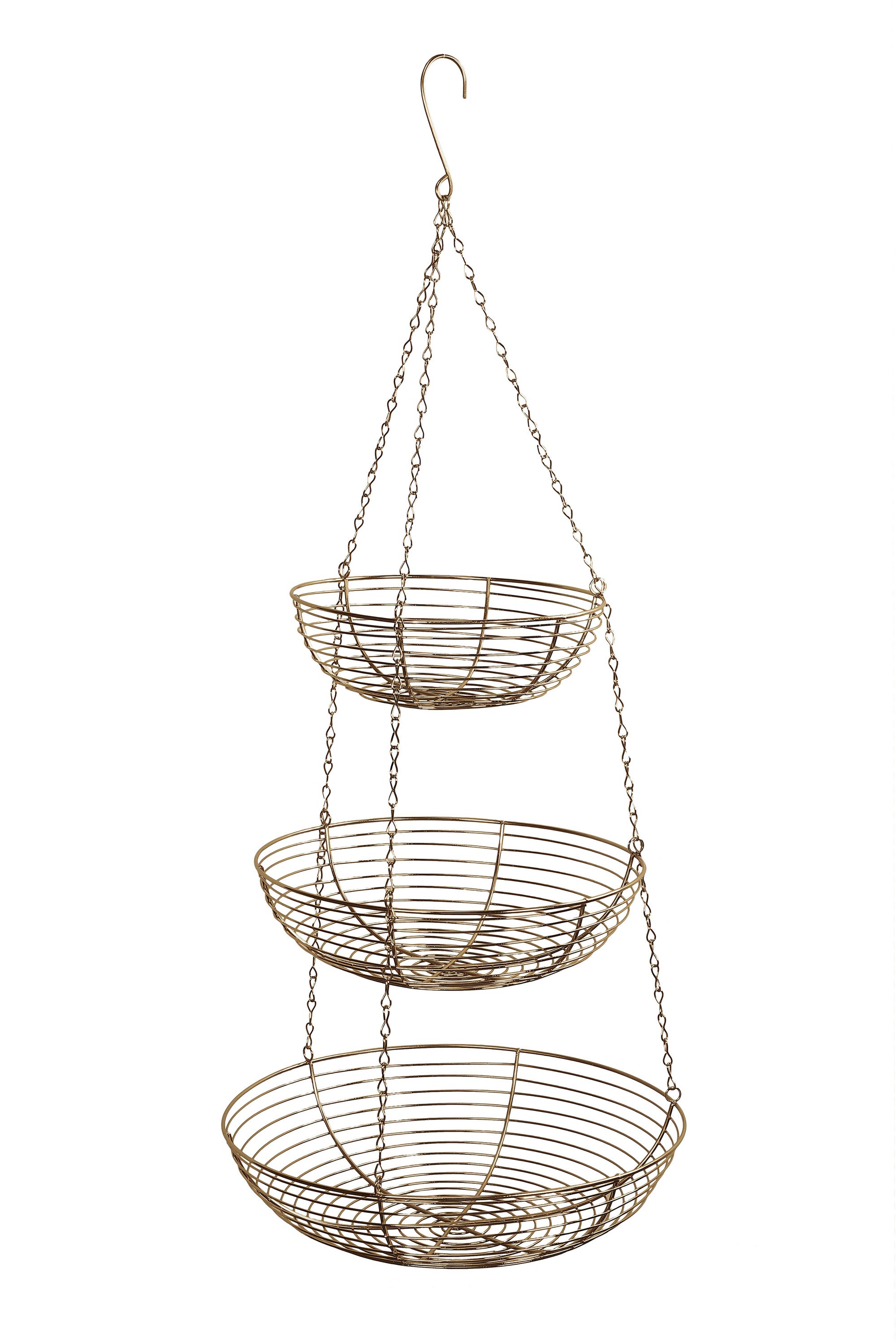3 tier metal hanging planter Puleo International 3 Tier Metal Hanging Basket, Gold