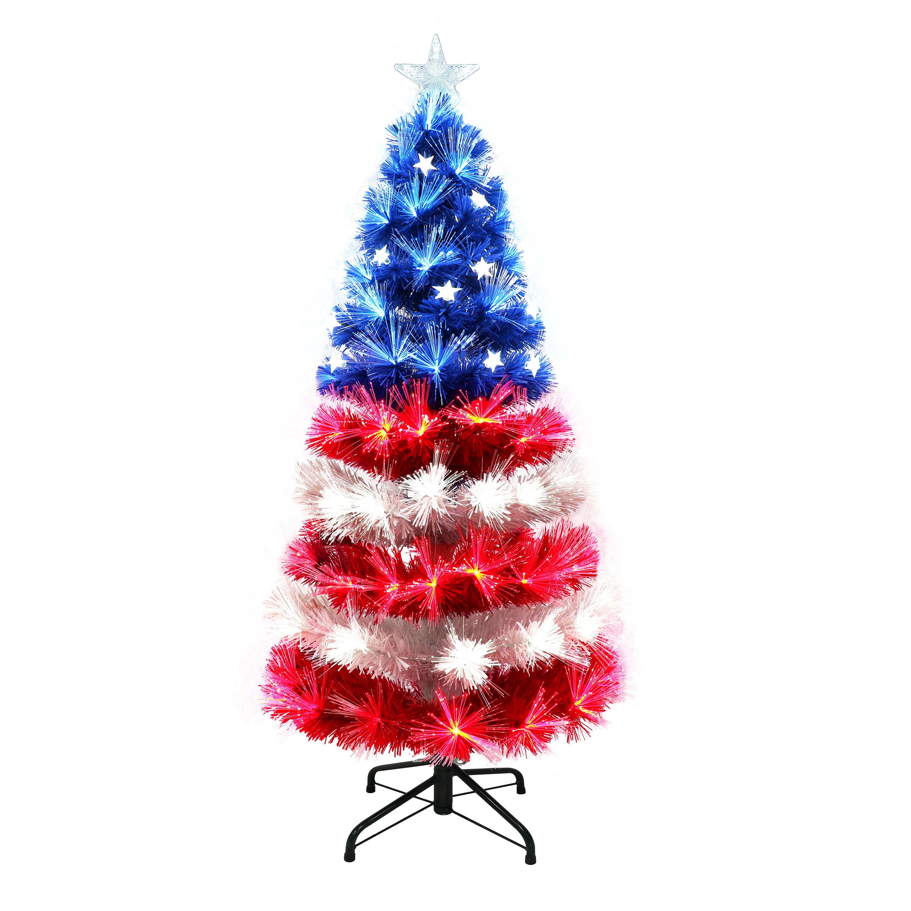 Puleo International クリスマスツリー FFPT-75C35 4 ft Fiber Optic Patriotic Tree | Puleo Christmas Trees – puleointl