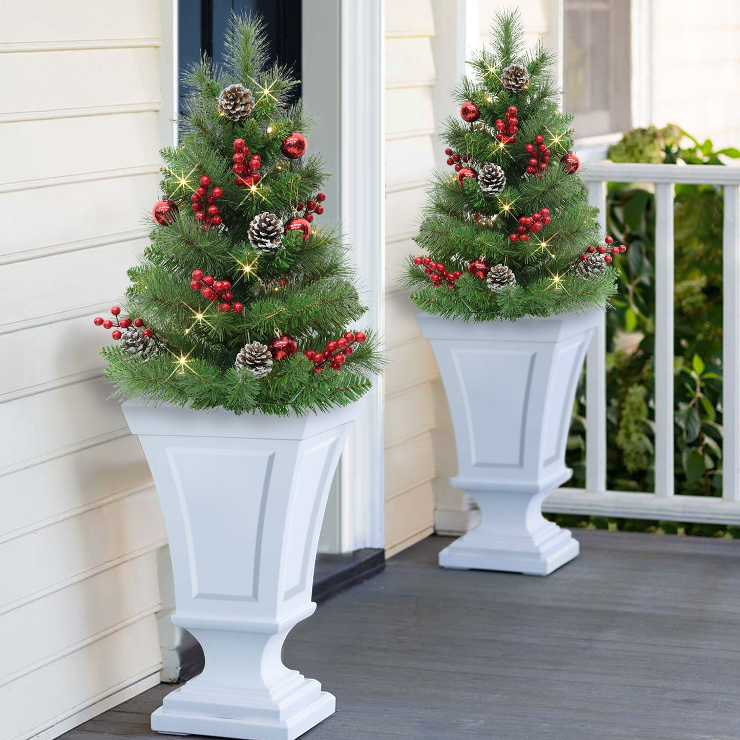 Set of 2 30" Pre-Lit Urn Filler with Battery-Operated Timer - Mix