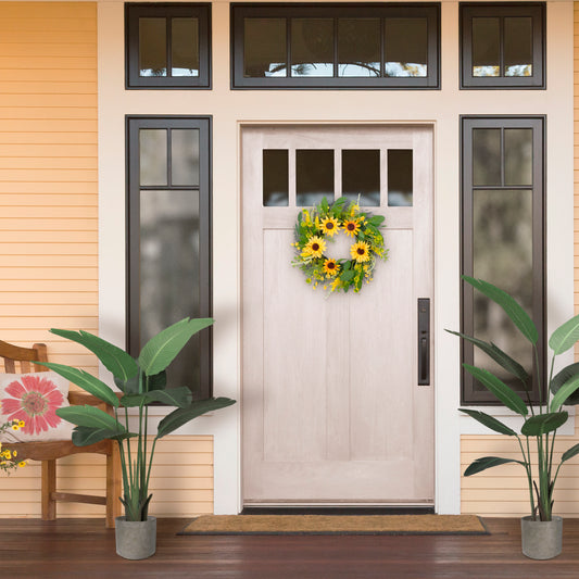Puleo International 24" Artificial Sunflower Floral Spring Door Wreath