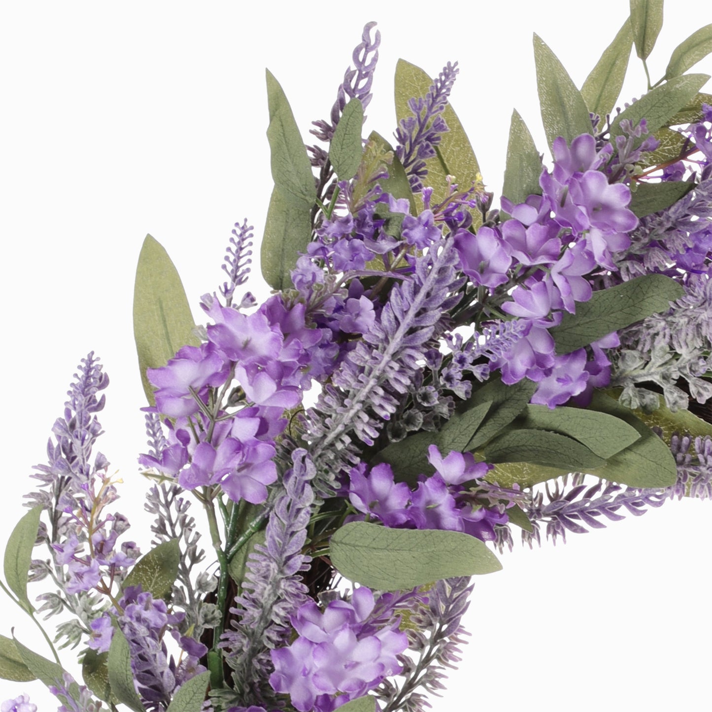 24" Artificial Lavender Floral Spring Wreath With  Green Leaves