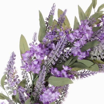 24" Artificial Lavender Floral Spring Wreath With  Green Leaves
