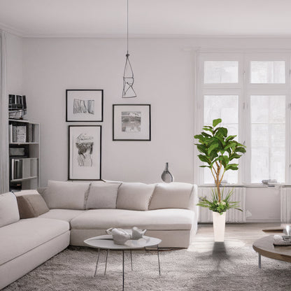 6 ft. Artificial Fiddle Leaf Ficus Tree with White Decorative Pot